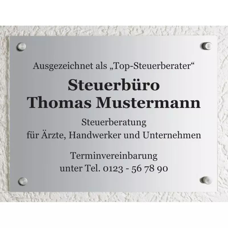 Schild CLASSIC, Aluminium, 400 x 300 mm, individuell bedruckt. Design 06