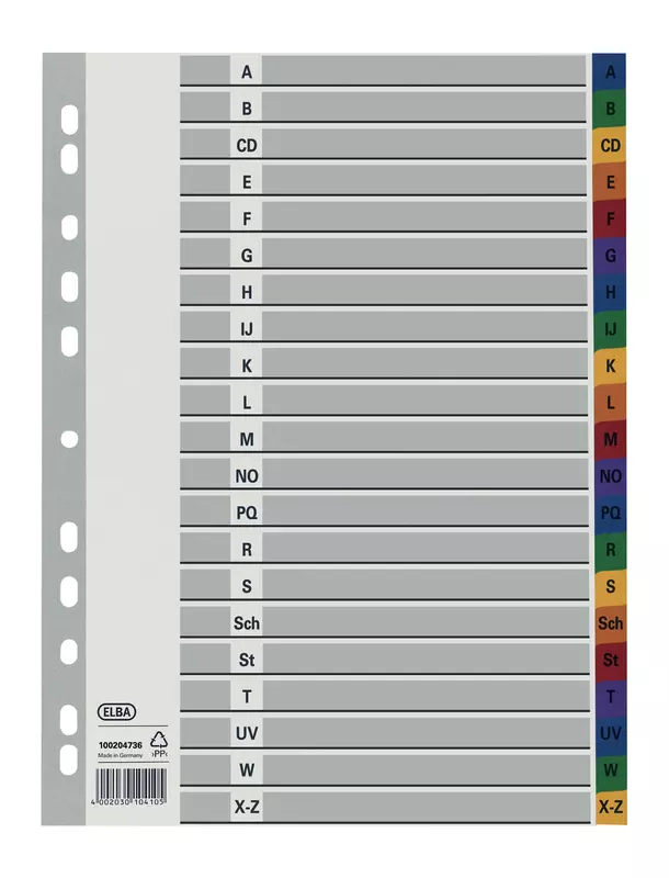 ELBA Farbige Kunststoff-Register, Taben A – Z