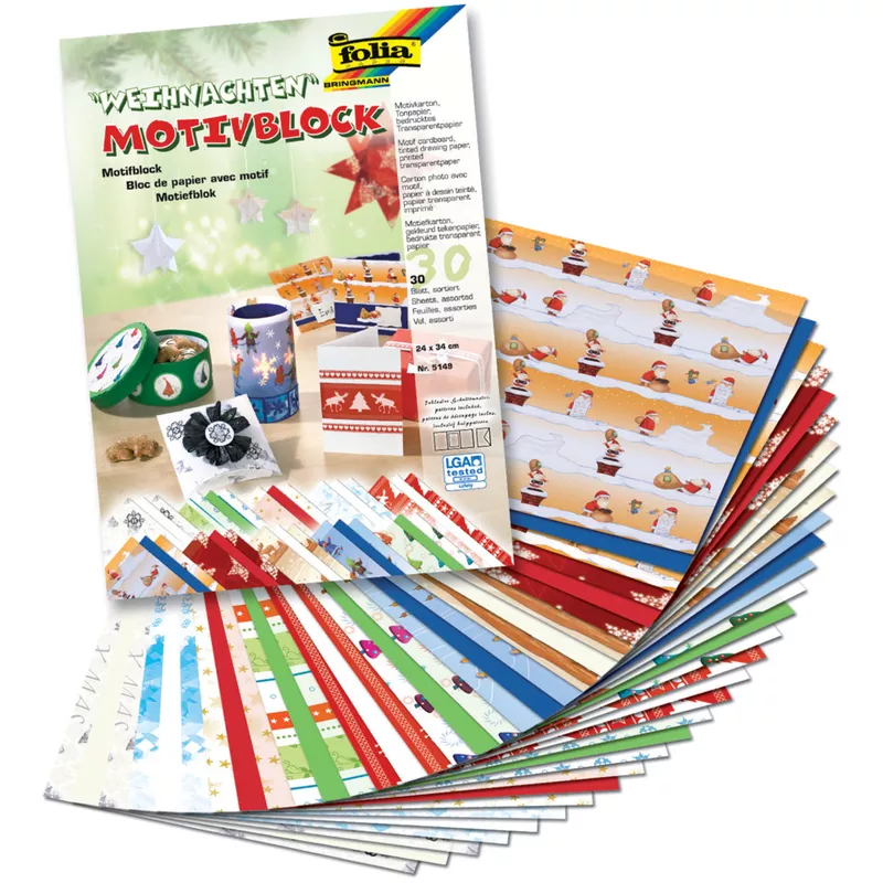 Bastelblock Weihnachten, 24 x 34 cm, 30 Blatt FOLIA 5149