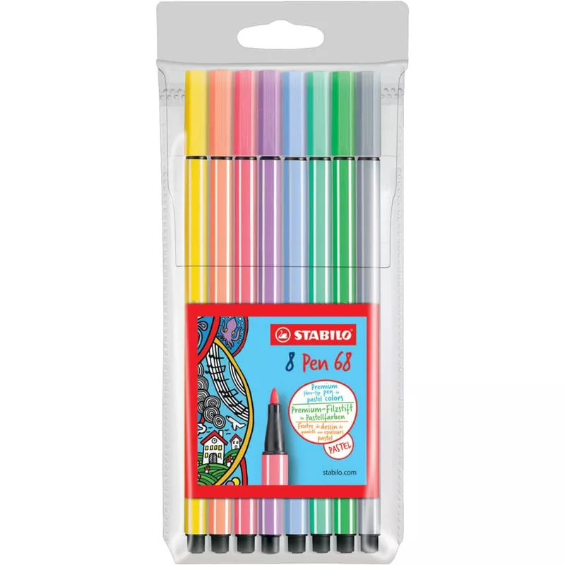 Fasermaler Pen 68 Etui Pastell, mit 8 Stiften STABILO 68/8-01