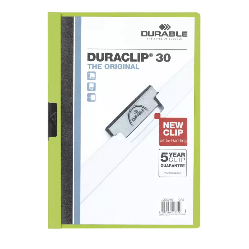 Durable Klemmmappe DURACLIP 30 DIN A4 Hartfolie gn