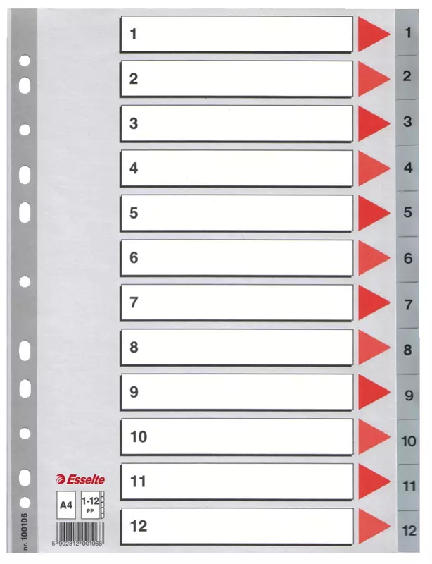 Esselte Kunststoff-Register, Taben 1-12