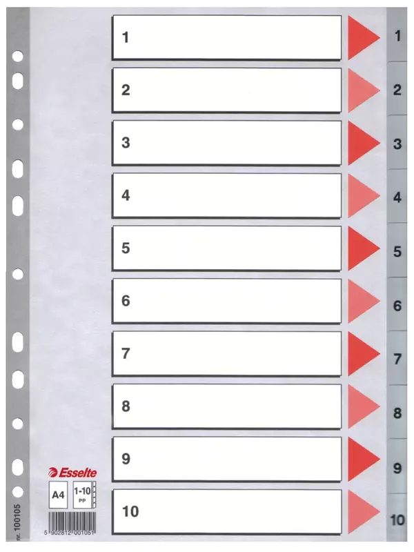 Esselte Kunststoff-Register, Taben 1-10