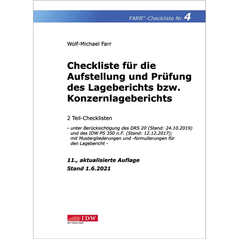 Checkliste 4 für die Aufstellung und Prüfung des Lageberichts bzw. Konzernlageberichts