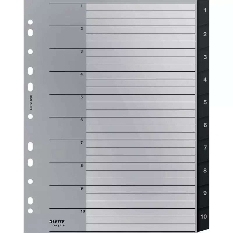 LEITZ Kunststoff-Register Recycle 1208, Taben 1 – 10