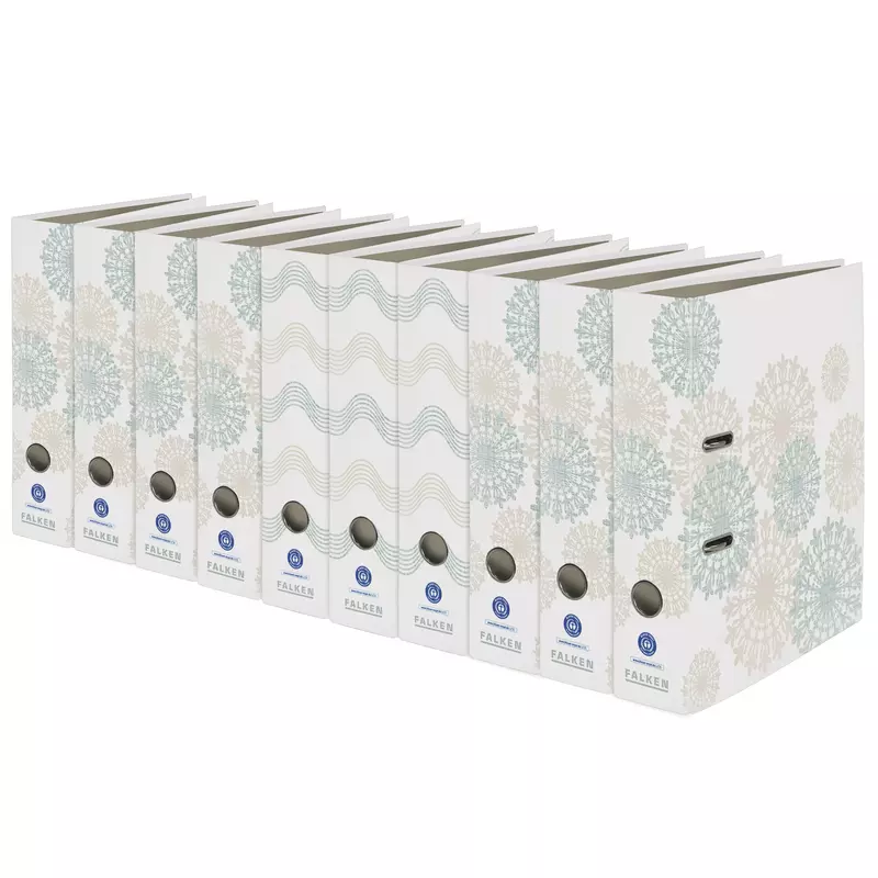 Falken - Motivordner PureGreen, Welle & Kreis, 10er sortiert, mit Blauem Engel - Sortierte Motive