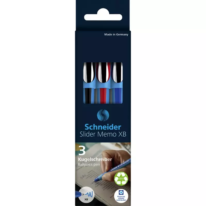 SCHNEIDER Kugelschreiber Slider Memo XB, 3er Etui farbsortiert