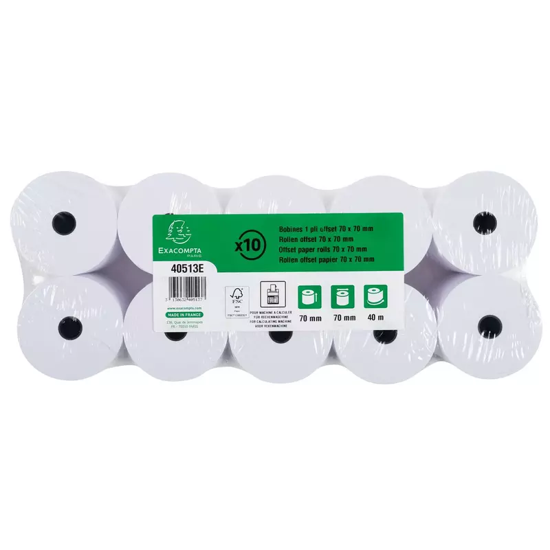 Additionsrolle 70mm x 40m, 1-lagig, Offset extraweiß 60g - Weiß