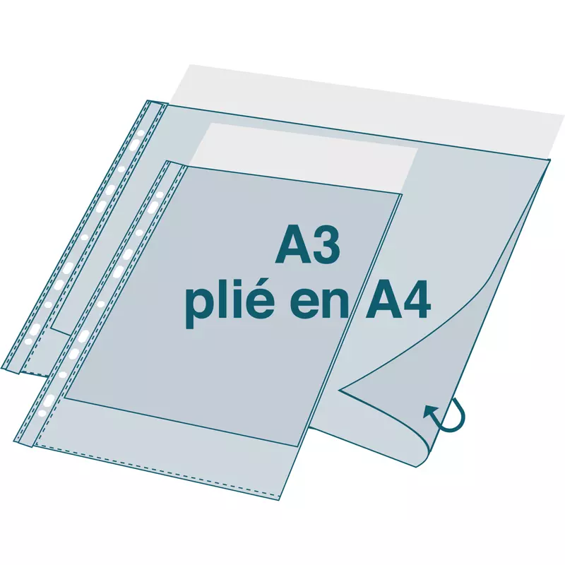 Packung mit 0 Prospekthüllen aus fein genarbtem PP DIN A3, gefaltet - Transparent