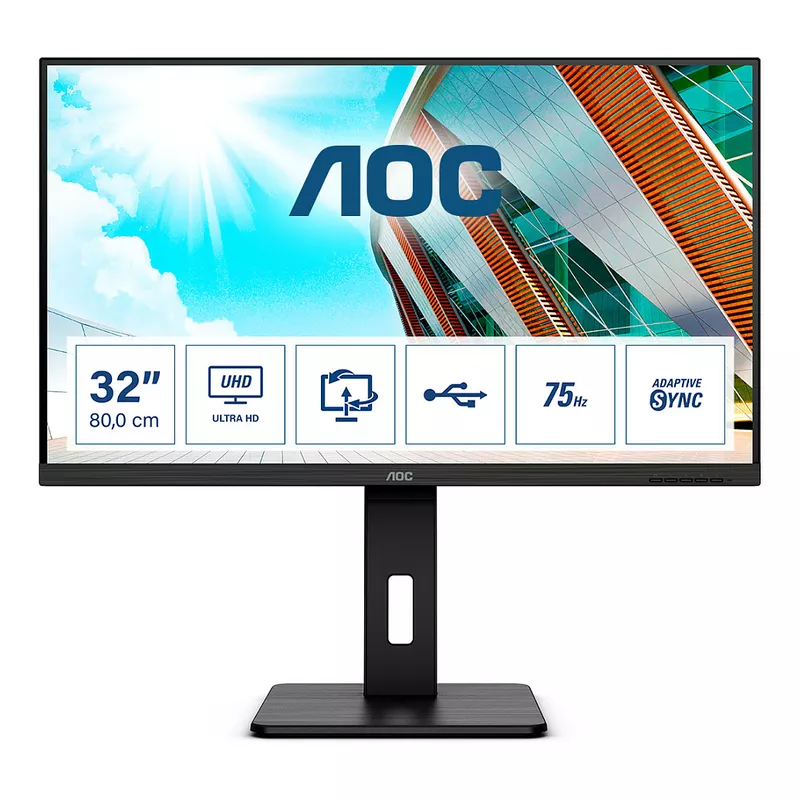 80cm/31,5 (3840x2160) AOC P2 U32P2 4K UHD LED 75Hz 4ms USB3.2 2xHDMI DP LS Pivot Black