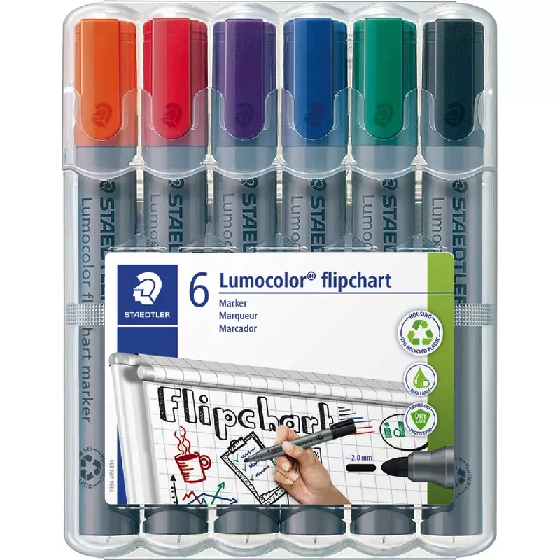 STAEDTLER Flipchart Marker Lumocolor® 356 WP6, 6er Box, farbsortiert