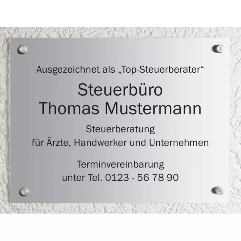 Schild CLASSIC, Aluminium, 400 x 300 mm, individuell bedruckt. Design 05