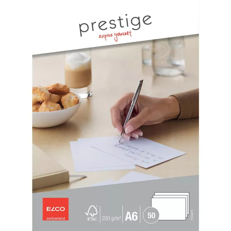 Briefkarte Prestige A6, 200g/m², weiß, 50 Stück ELCO 73104.12