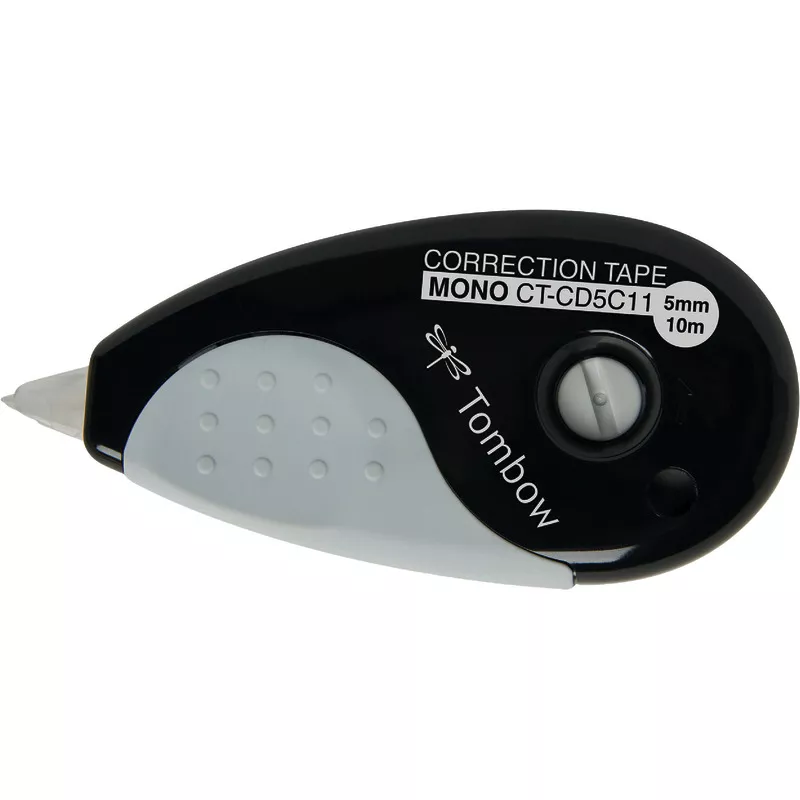 TOMBOW Korrekturoller MONO Grip, 5 mm x 10 m, sw/gr, mittiges Abrollen, Komfortgriff
