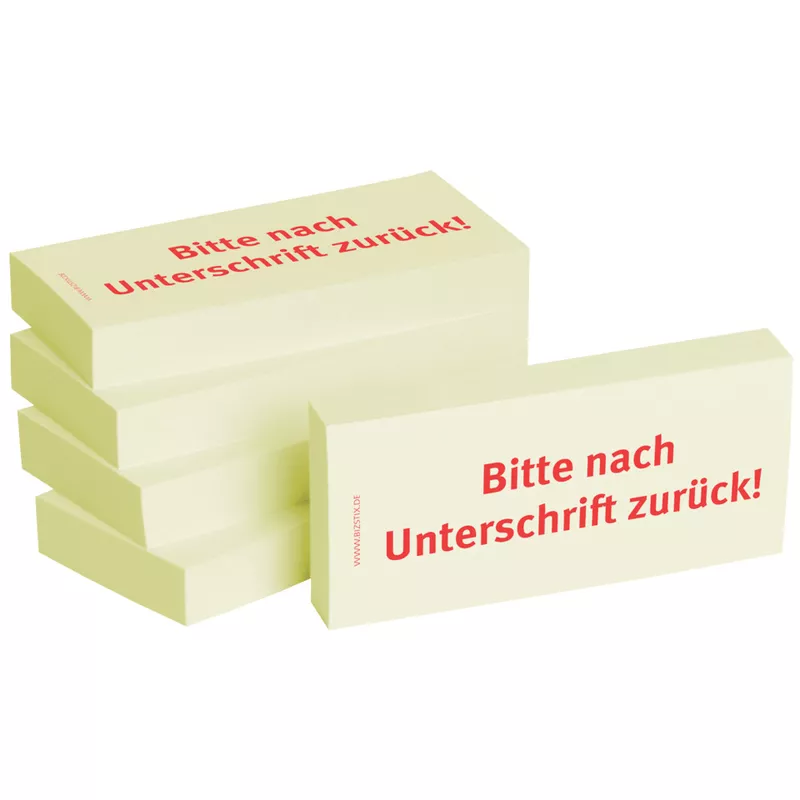 Haftnotiz nach Unterschrift zurück, 75x35mm, 5x100 Blatt BIZSTIX 1301010141