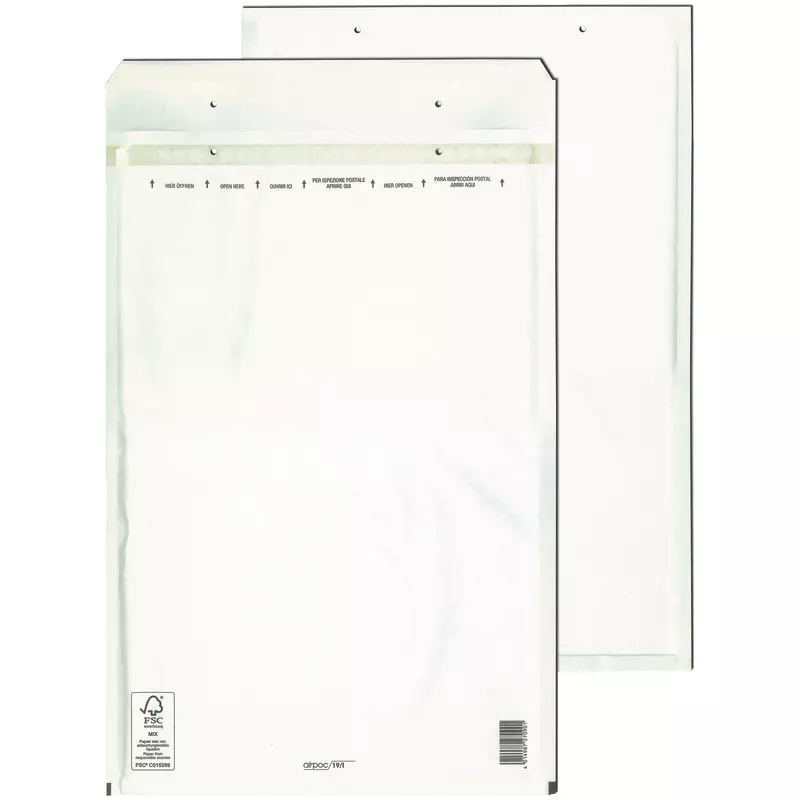 Luftpolstertaschen AIRPOC I19, haftklebend, weiß, 75 g/m², Innenmaß 300 x 445 mm, FSC-zertifiziert, Pack: 10 Stück