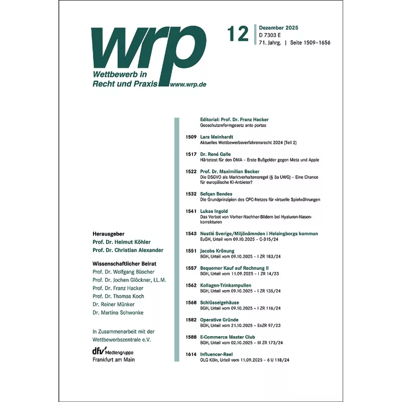 WRP  -  Wettbewerb in Recht und Praxis - Probeabonnement