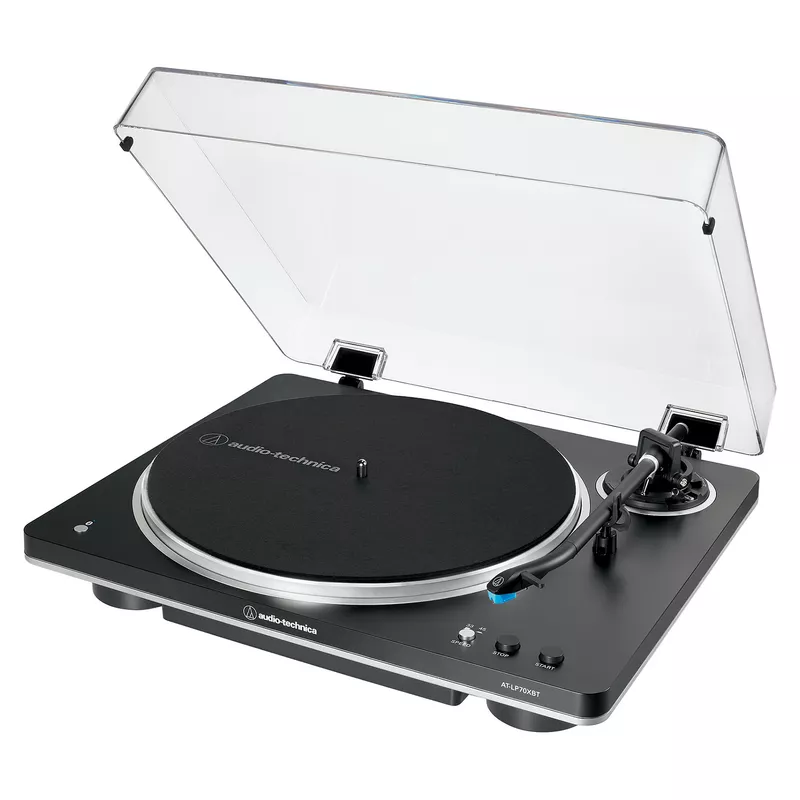 Audio Technica AT-LP70XBTBS (schwarz/silber, Integrierter Phono-Vorverstrker, Bluetooth, Vollautomat, Riemenantrieb)