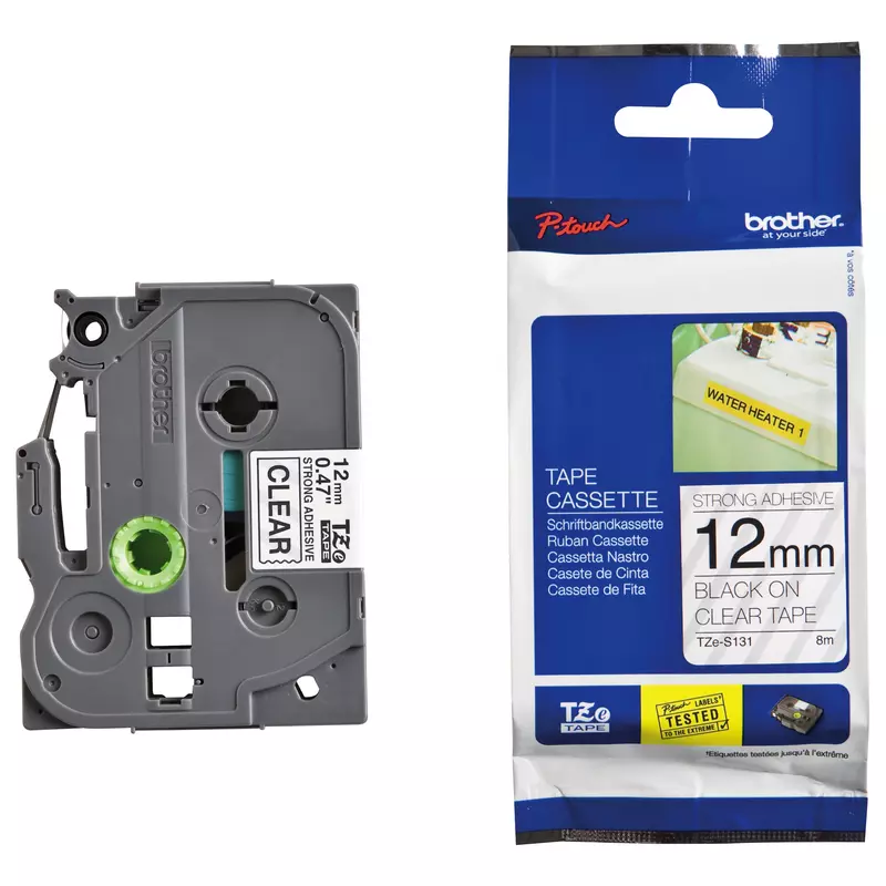Brother Spezialband TZe-S131, schwarz/transparent, 12 mm