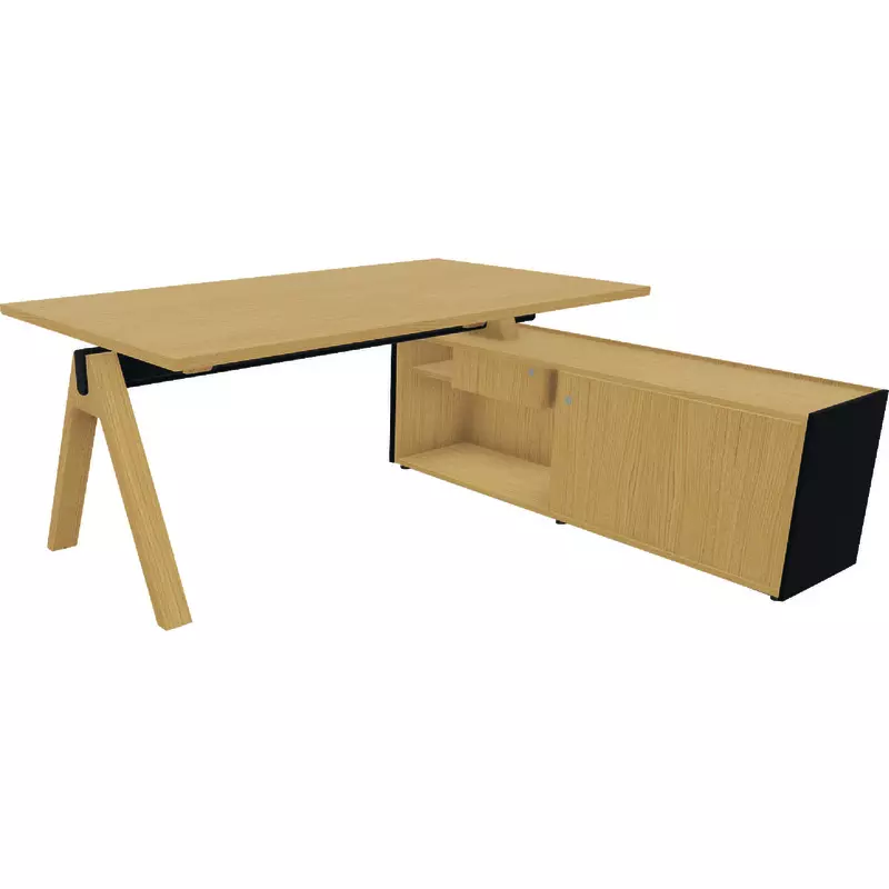 mdd Schreibtisch Viga inkl. Managerschrank rechts, Gestell Eiche natur,  B x H x T: 1.600 x 740 x 1.300 mm