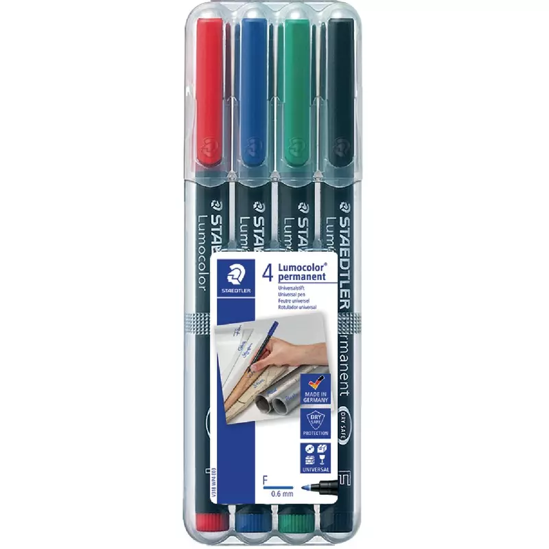 STAEDTLER Folienstifte Lumocolor® 318 F, permanent, 4er Box, farbsortiert