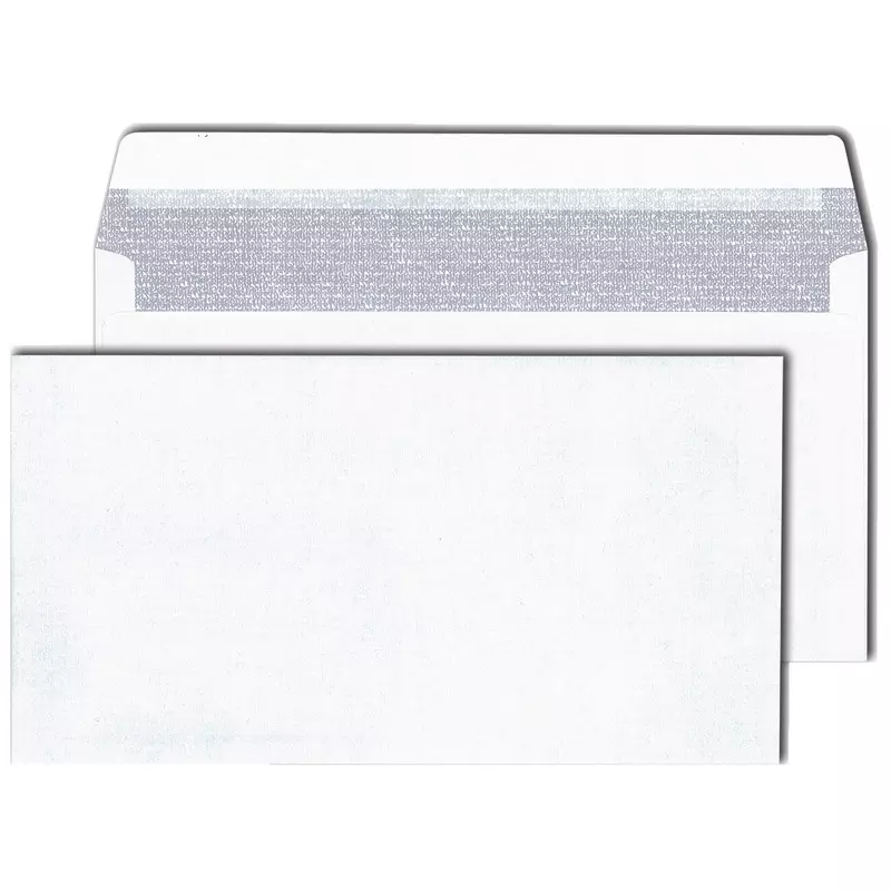 Briefumschlag Kompakt, 125 x 235 mm, haftklebend, weiß, 80 g/m², grauer Zahlenmeer-Innendruck, Pack: 500 Stück