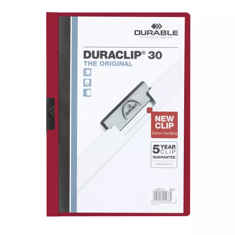 Durable Klemmmappe DURACLIP 30 DIN A4 Hartfolie aubergine