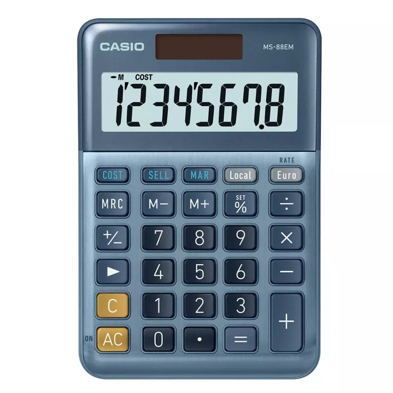 Tischrechner, Gewinnberechnung, Währungsumrechnung, 8-stellig, edle Alumimium-Front CASIO MS-88EM