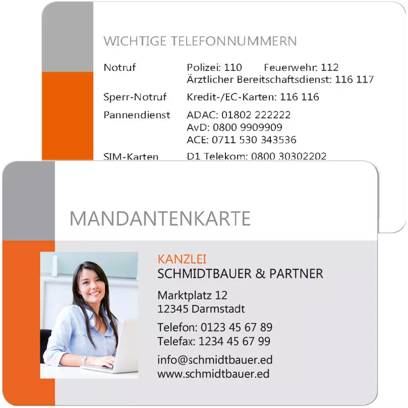 Mandantenkarte, mit individuellem Aufdruck. Design 07