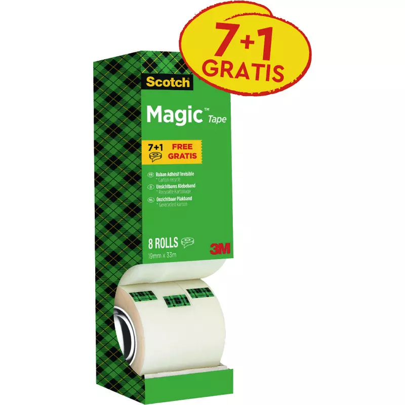 Scotch® Magic™ Unsichtbares Klebeband, Vorteilspack 8 Rollen, 19 mm x 33 m