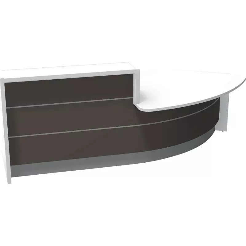 MDD Empfangstheke Serie 1, gebogen mit niedrigem Modul, B x H x T: 1.486 x 1.105 x 2.845 mm